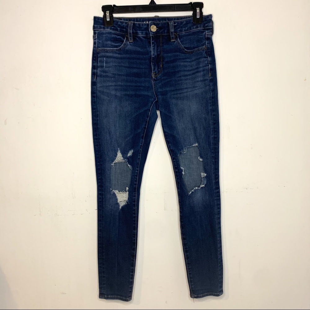 American Eagle Jeans Hi Rise Jegging Short Inseam Distressed Women’s 4